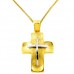 Χρυσός χειροποίητος βαπτιστικός σταυρός Κ14 με αλυσίδα
